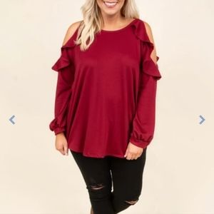 Cold Shoulder Frilled Blouse